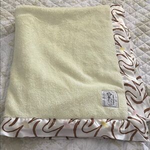 Little Giraffe Yellow with a printed trim Baby Blanket